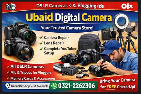 DSLR Cameras | Camera Repair | Vlogging Equipment Available
