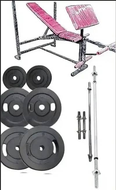 Bench press plus rods hand 60 kgs weight