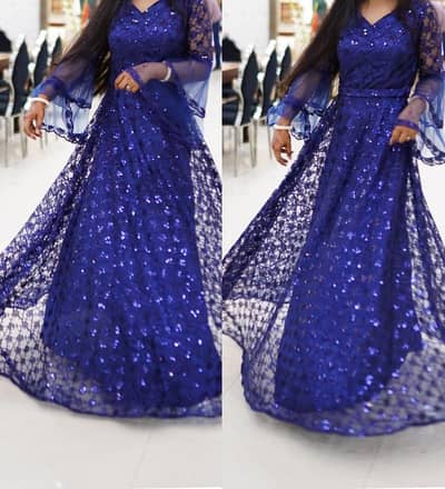 Royal Blue Sequin Maxi Dress – Party Wear / Wedding Dress for Women