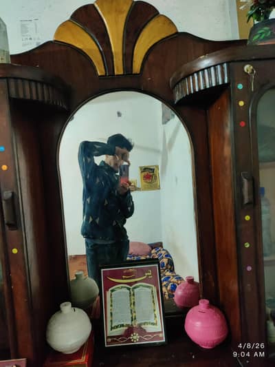 Wooden Showcase Cabinet with Mirror | Elegant Home Display Unit