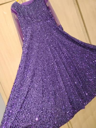 Elegant Purple Glittery Long Dress for Parties & Weddings