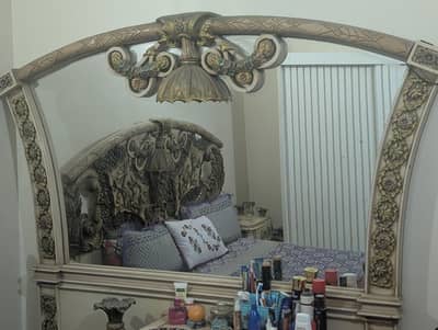 luxury bed. two side table and dressing table