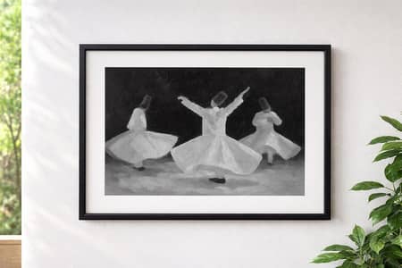 Tu Jhoom - Framed Whirling Dervishes Digital Art | Sufi Painting