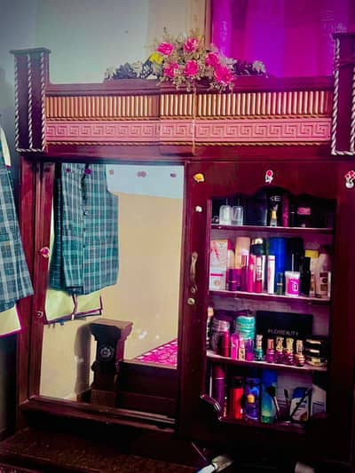 double bed with mattress and side table