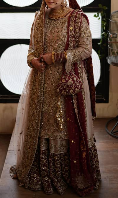 Haris shakeel inspired bridal farshi lehnga double dupata once used