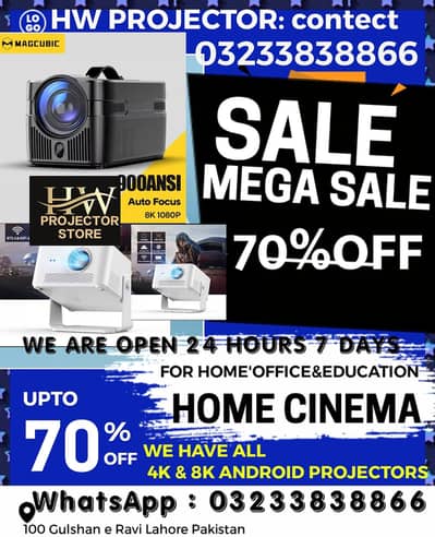 FULL HD MULIYMEDIA 4K 8K ANDROID PROJECTOR HOME CINEMA SMART MINI  BOX