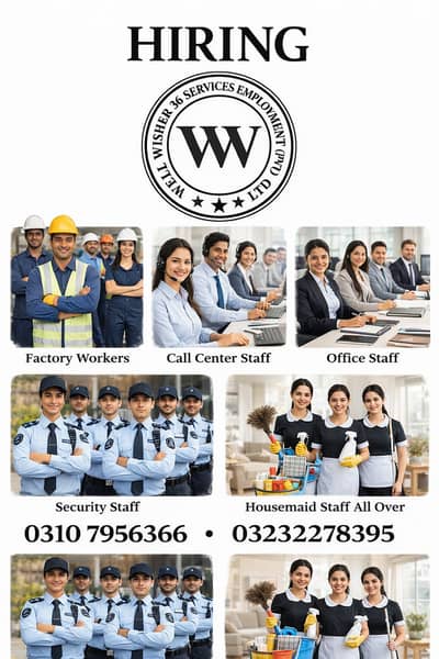 Call centers | Office work |Security guard | House made | factory w