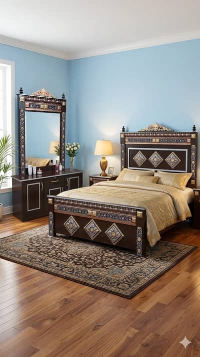 Bad Set/ Double Bad/ Poshesh Bad/ Wooden/Dressing/Table King Size Bad