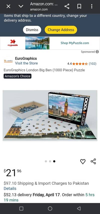 London Big Ben Imported puzzle 1000 pieces