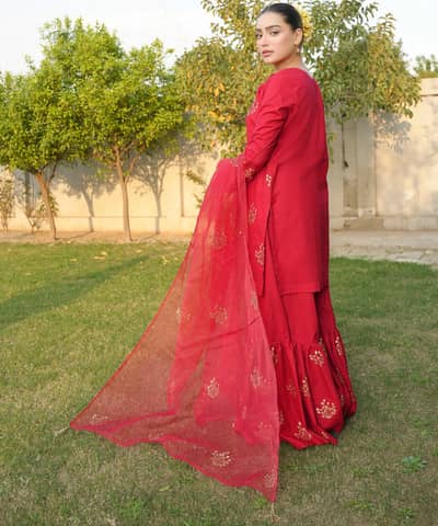 3- Piece Embroidered Gharara Set