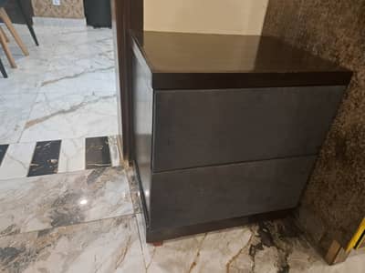 Bed with side table look like new