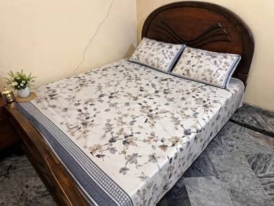 wooden Double Bed and Mattress