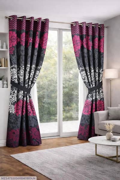 Stylish 1 Pair  Printed Curtains