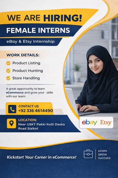 Hiring eCommerce Internship & Job for Females eBay Etsy Work Sialkot