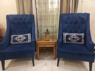 Royal Blue Velvet Chairs (2 piece set)