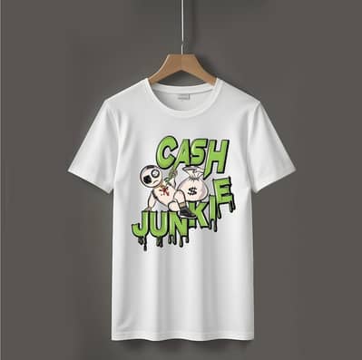 Men's white cash junkie Graphic jersey T-shirt