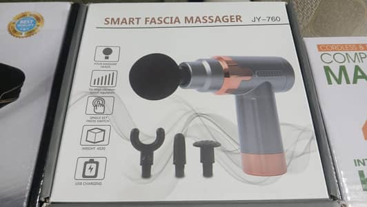 Smart Fascia Massage Gun JY-760 | 4 Heads | USB Charging | Cordless
