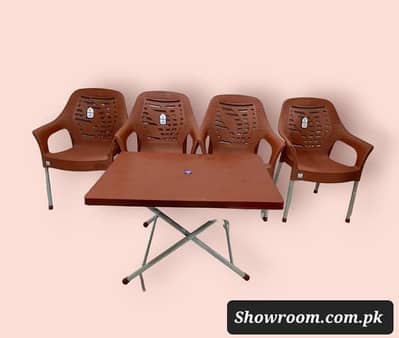 Plastic chairs and table set \ 4 chairs + 1 table \ plastic furniture