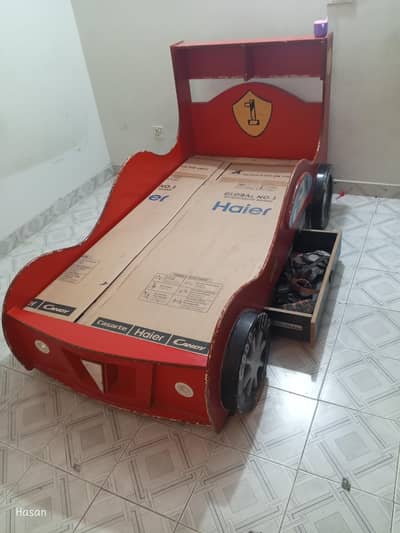 Single Bed for Kids with Drawer Ferrari Style – Good Condition