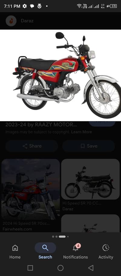 Motorcycle for Sale Hi Speed 70 2024