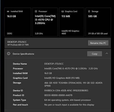 HP Prodesk 600 G1 TWR