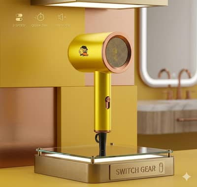 Yellow 2-Speed Hair Dryer for Smooth Shiny Hair