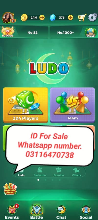 yalla ludo id for sale level 51