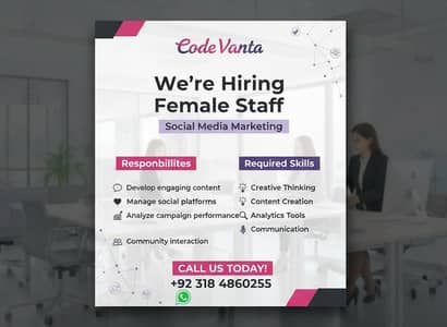 Hiring Female Social Media Marketing Staff