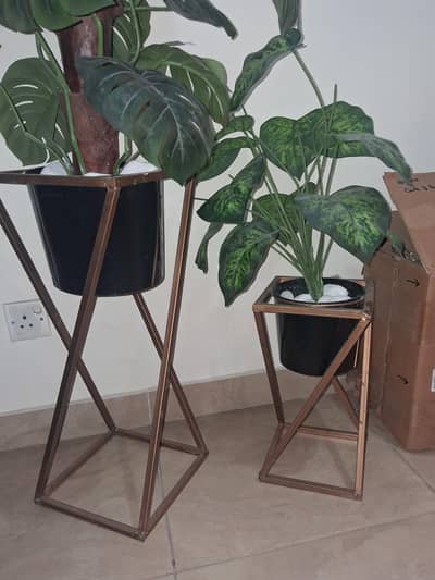 golden n black planters with stands for sale without plants