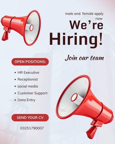 Urgent Males Female  Admin Administration/HR/Receptionist/Assistant