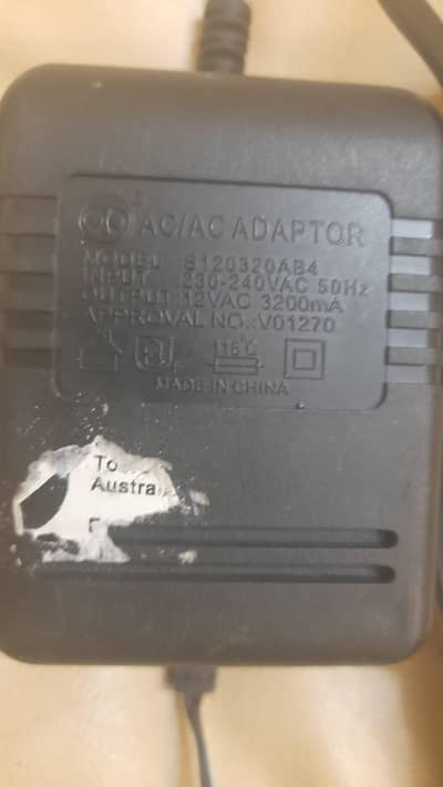 12v AC/AC Adapter 3200 ma