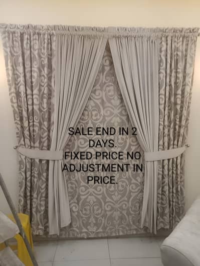 “Luxury Double Layer Curtains with Tiebacks – Like New Condition”