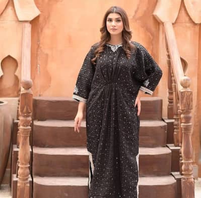 chiffon Black embroidered kaftan
