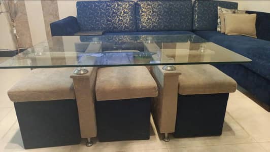 L shape sofa set + couch +  dining table