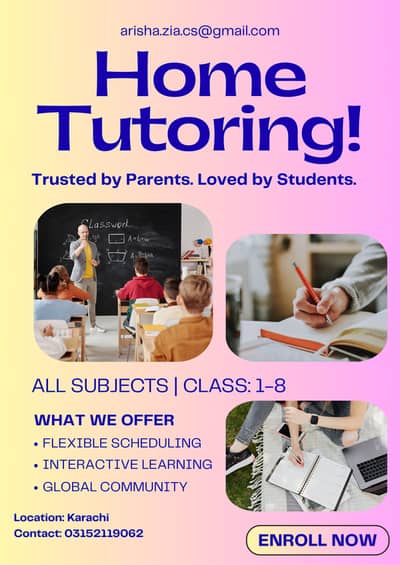 Experience Female Tutor for Class 1 to 8