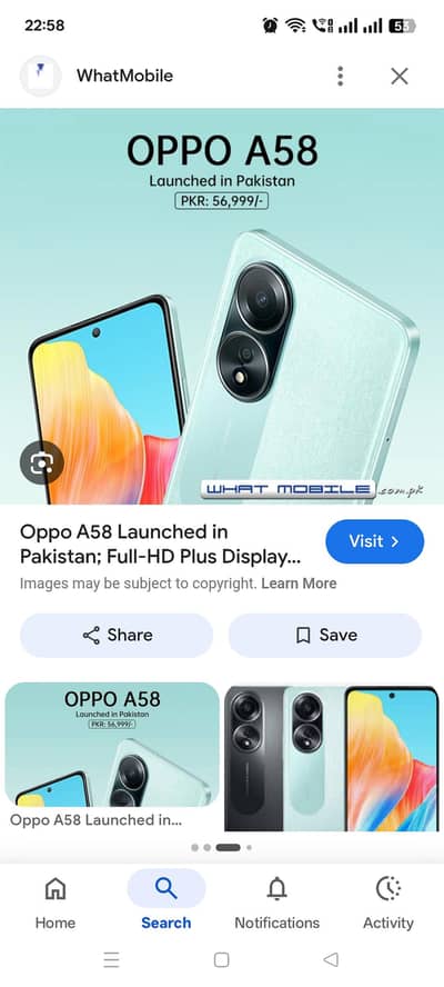 Oppo a58 8+8gb ram 128gb rom
