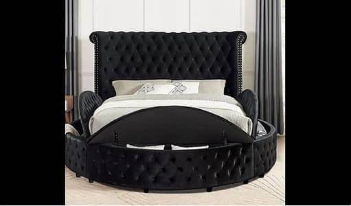 Round Black Master Bed with Storage For Sale