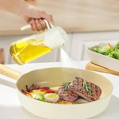 2-in-1 Stylish Glass Oil Sprayer & Pourer Bottle