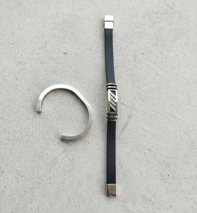 Black Leather and Silver Cuff