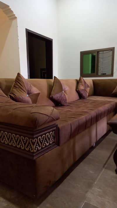 L Shaped Seven Seater Sofa Set For Sale With a Negotiable Price