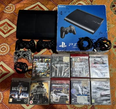 Playstation 3 Super slim Box pack with 3 controller and 9 original gmz