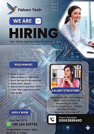 Hiring for Call Center Representatives Main Shahra-e-Faisal