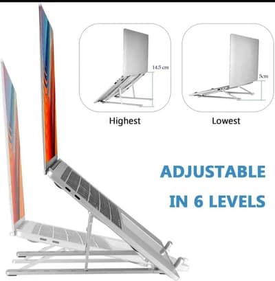 Silver Aluminium Foldable Laptop Stand   | whatsapp only 03014296934