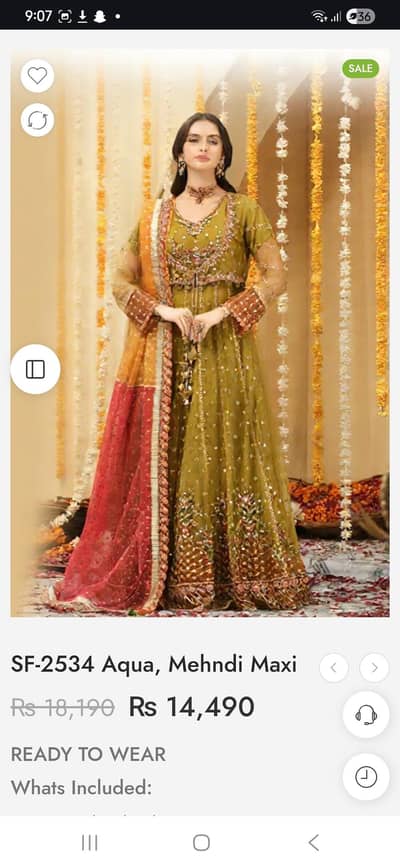 zehra rubab dress in green color