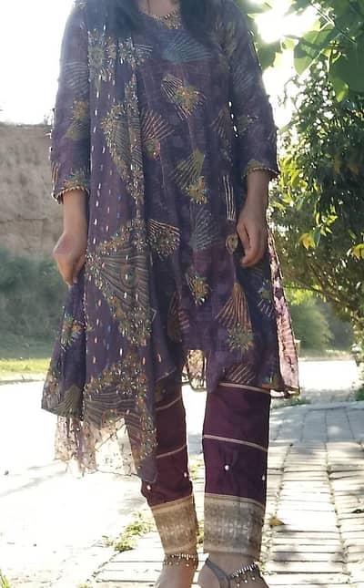 chiffon frock dress with lawn trouser