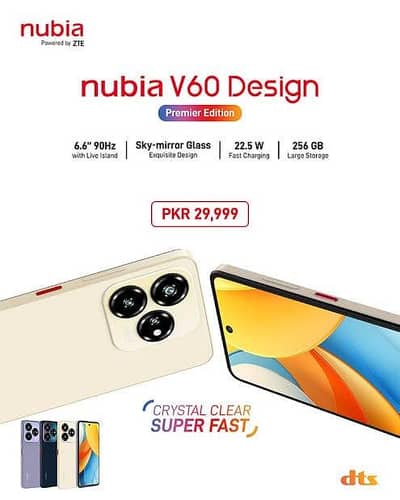 ZTE V60 DESIGN 6+10 16GB/256GB BOX PACK 1 YR WARRANTY PTA APPROVED