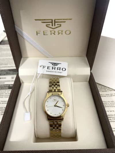 ORIGNAL Ferro women watch gold bracelet white dial seiko|citizen|casio