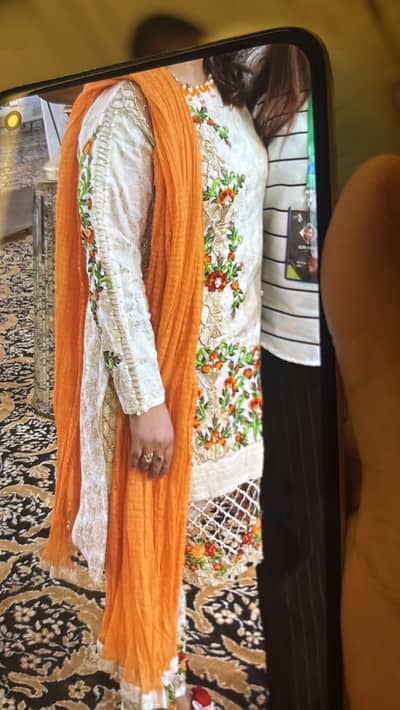 "Floral Fantasy: Embroidered White Ensemble"