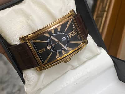 GENEVA CERRUTI 1881 BROWN LEATHER WATCH (2000 MODEL)