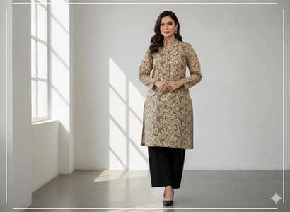 woman block printed katan silk suit multicolor